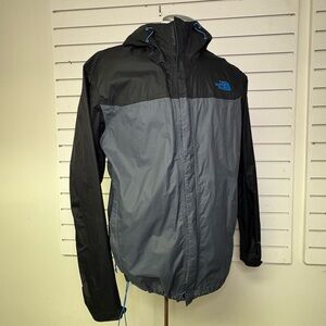 The North Face Men’s XL Hyvent 2.5L Grey Black Hooded Full Zip Waterproof Jacket